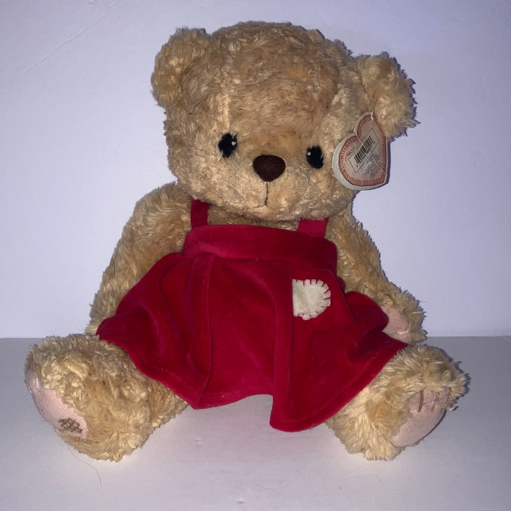 Vintage Cherished Teddies Val Tan with Red Dress 12”